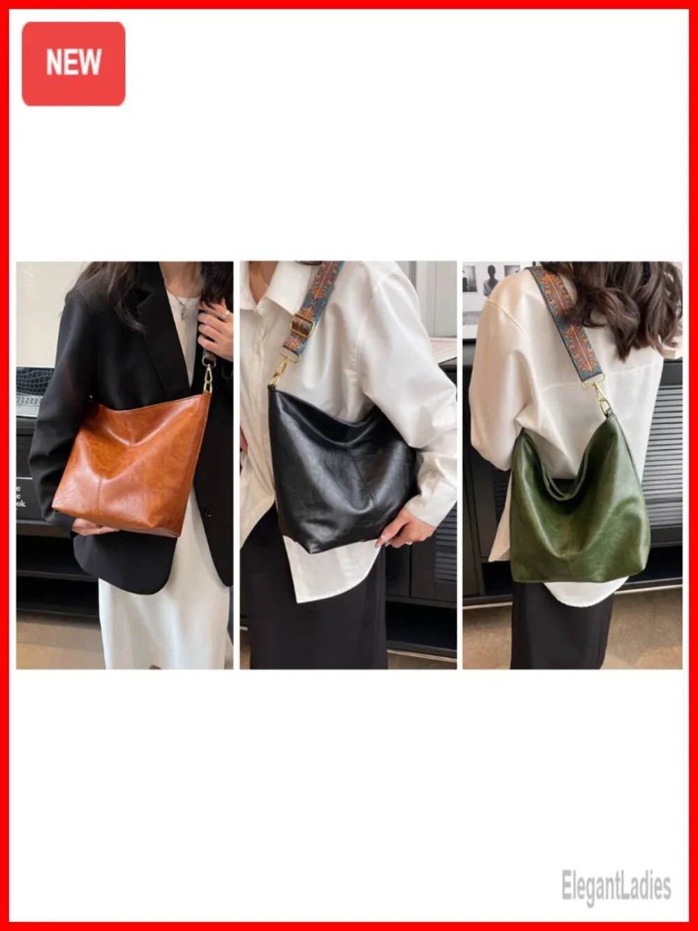 Vegan Leather Hobo Crossbody Bag with Zipper Shoulder Purse